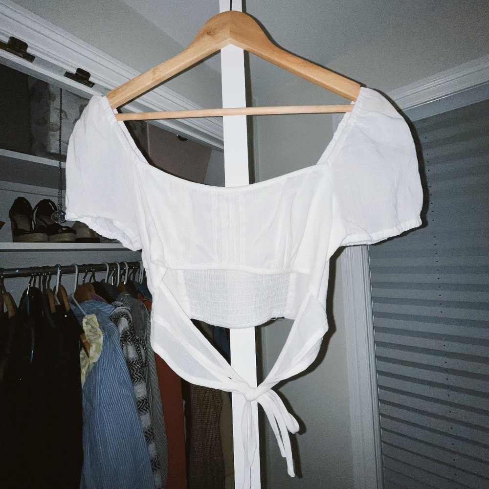Princess Polly Criss Cross Tie Crop in White